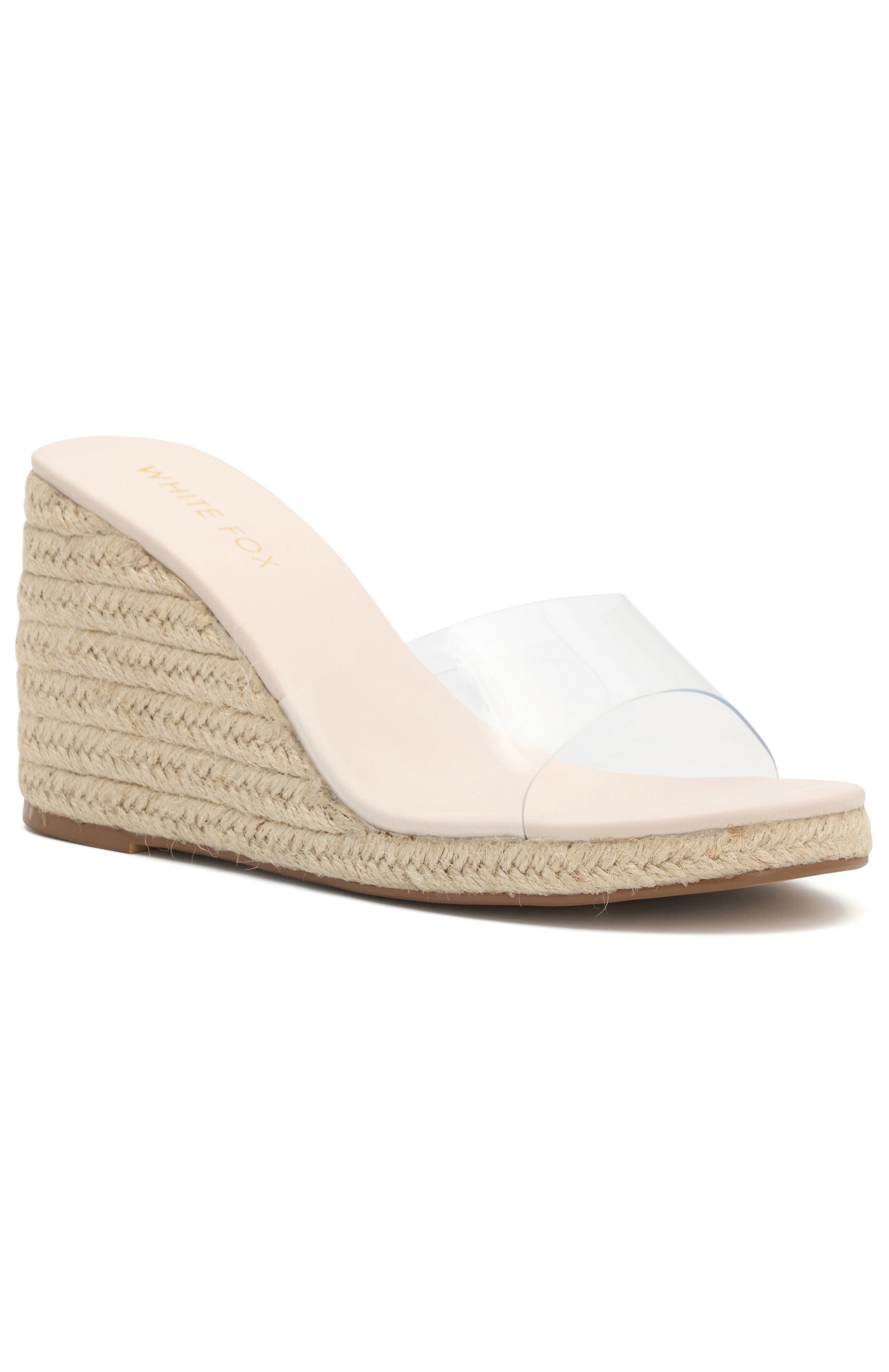 Isla Wedge Sandals with Woven Heel & Clear Strap