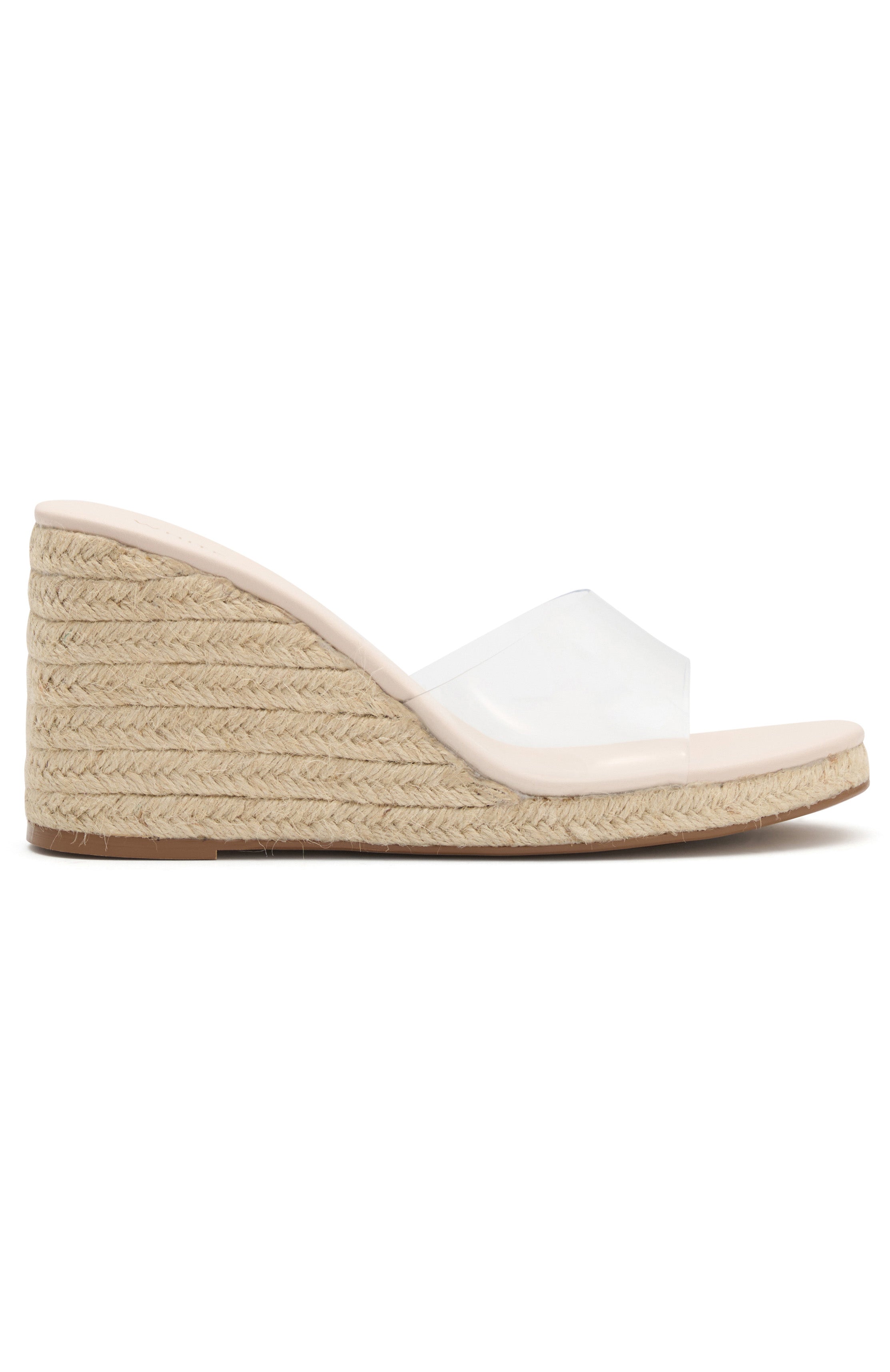 Isla Wedge Sandals with Woven Heel & Clear Strap