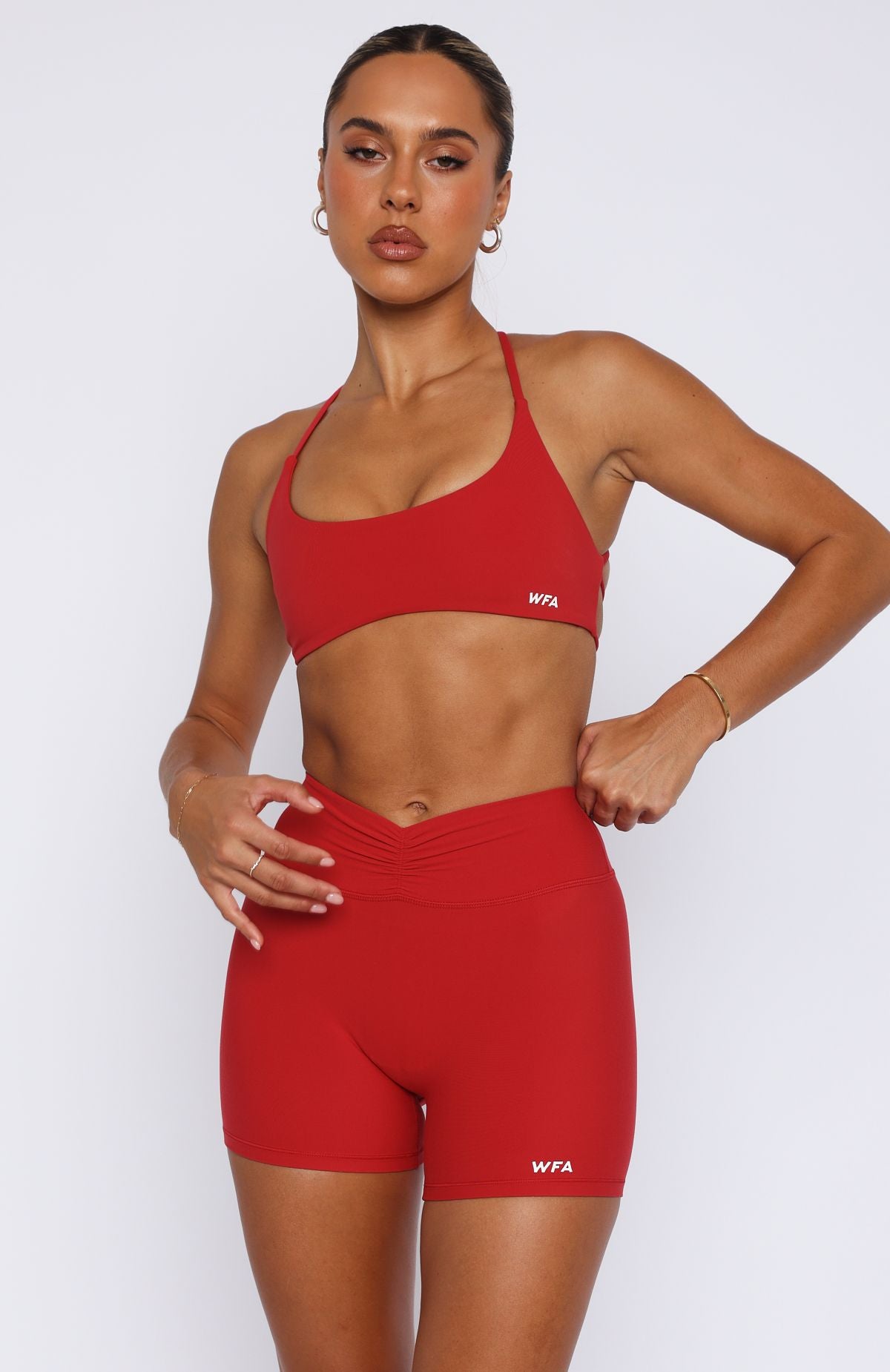 White Fox Active She's Healthy Sports Bra - Cherry Red, Criss-Cross Back