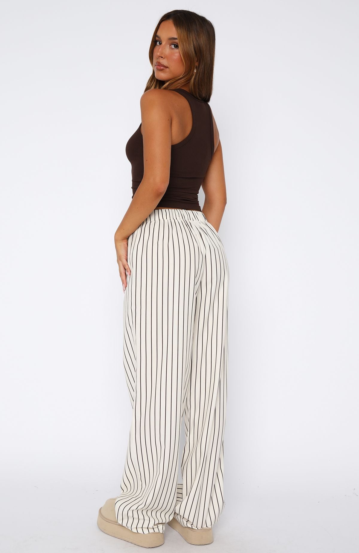 Sweetheart Striped Pyjama Pants - Cream & Chocolate