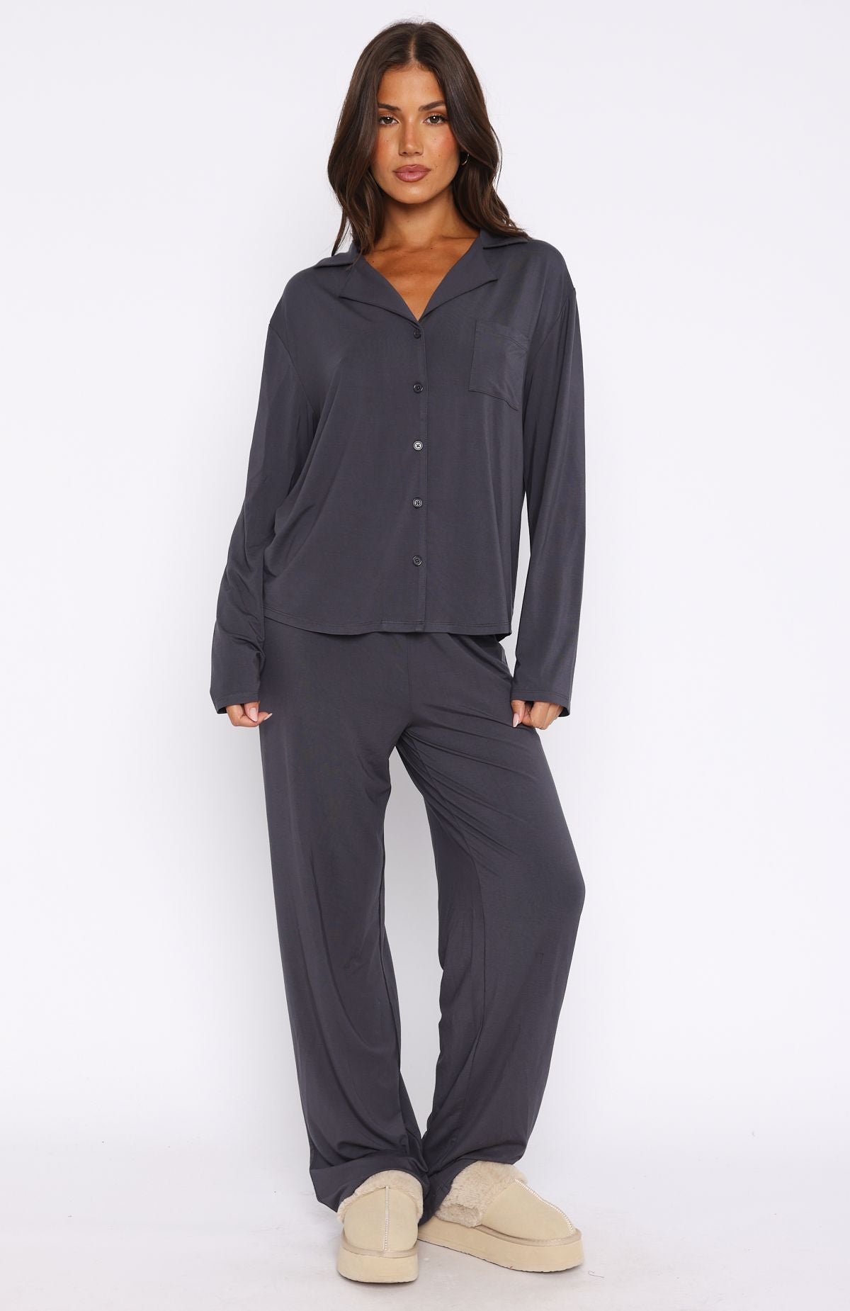 Charcoal Modal Long Sleeve Pyjama Set - Pillow Talk
