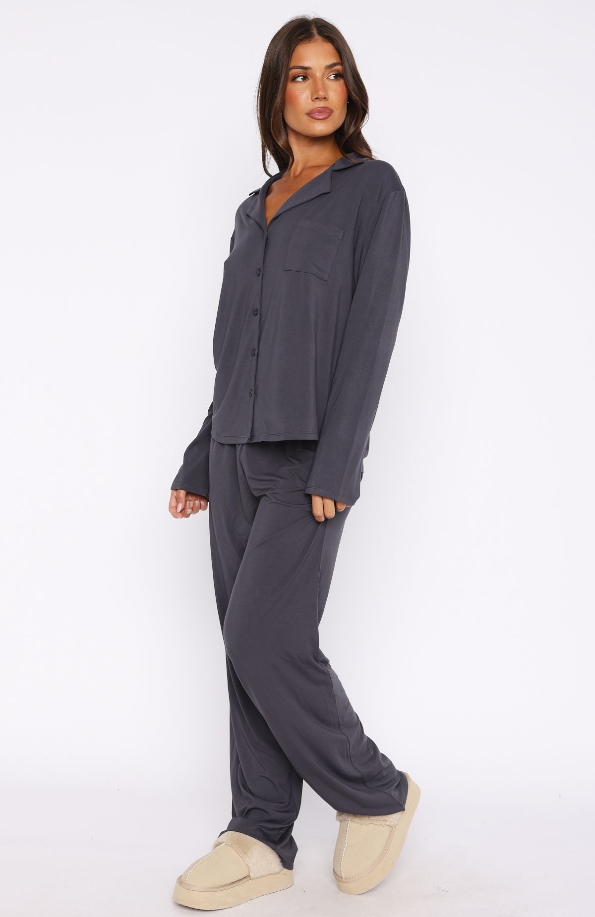 Charcoal Modal Long Sleeve Pyjama Set - Pillow Talk