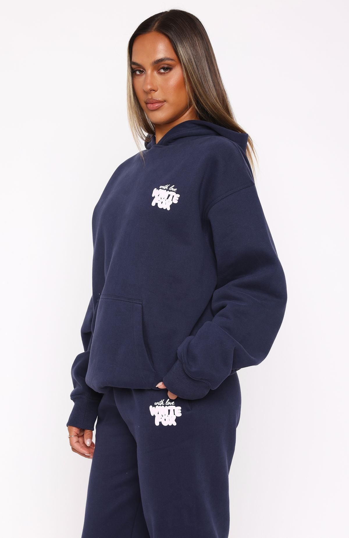 With Love Always Navy Oversized Hoodie - Fleece-Lined Comfort