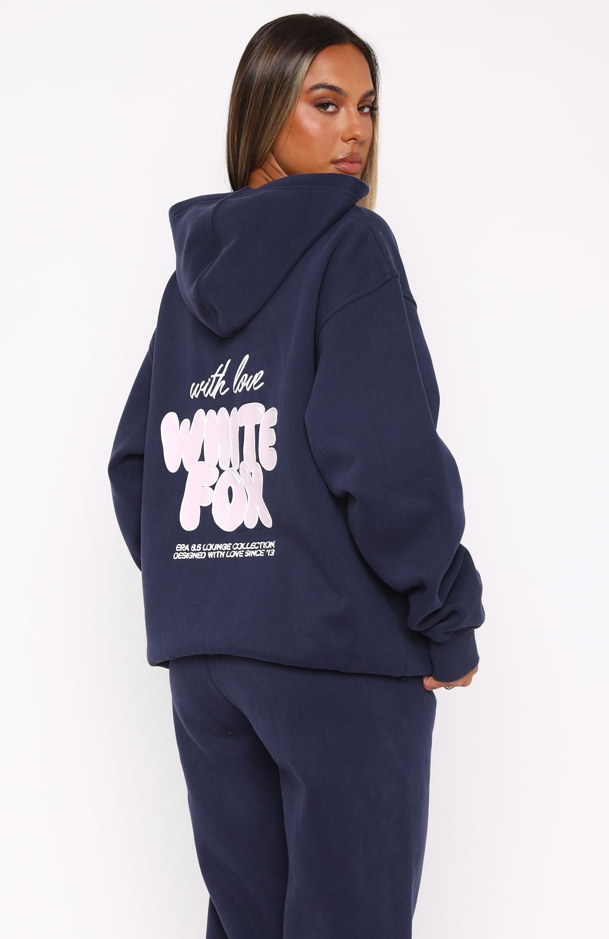 With Love Always Navy Oversized Hoodie - Fleece-Lined Comfort