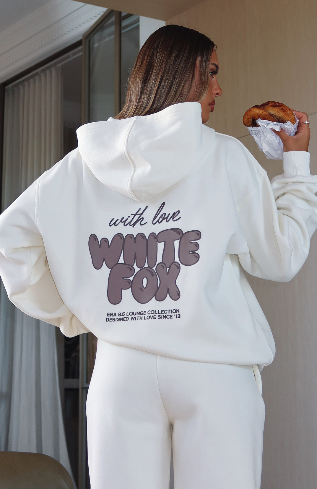 With Love Always Oversized Fleece Hoodie in Cream