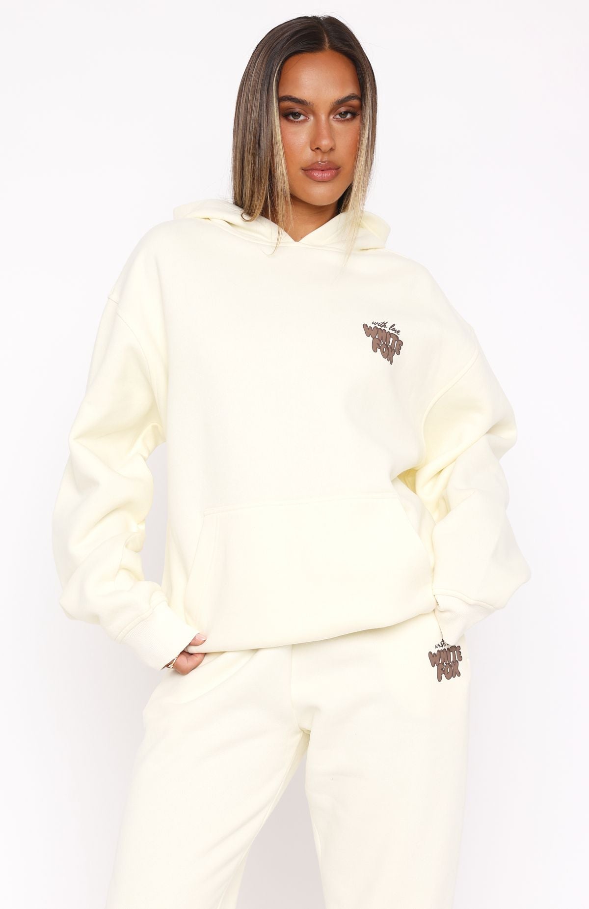 With Love Always Oversized Fleece Hoodie in Cream