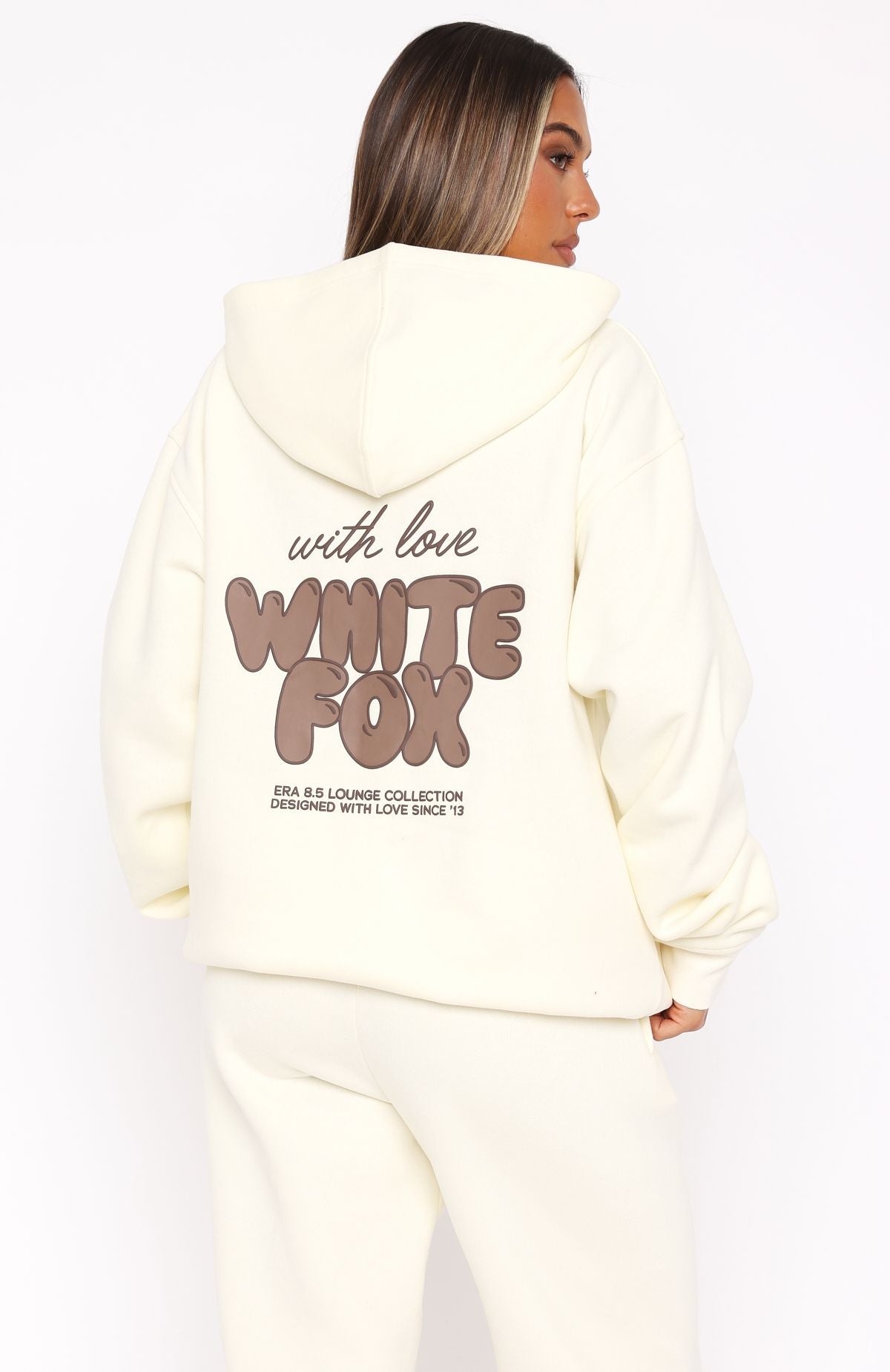 With Love Always Oversized Fleece Hoodie in Cream