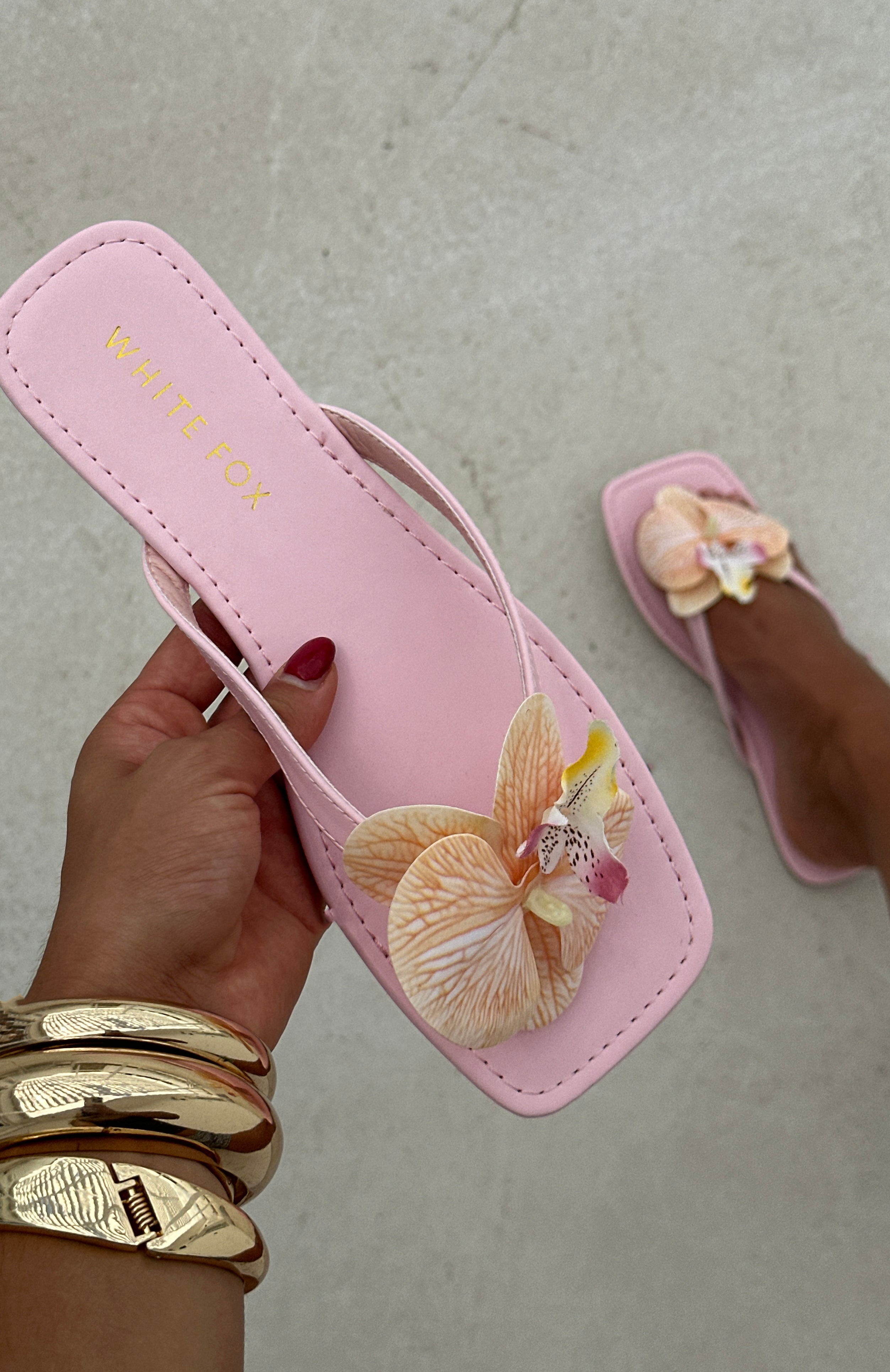 Reza Floral Square Toe Sandals in Baby Pink & Yellow