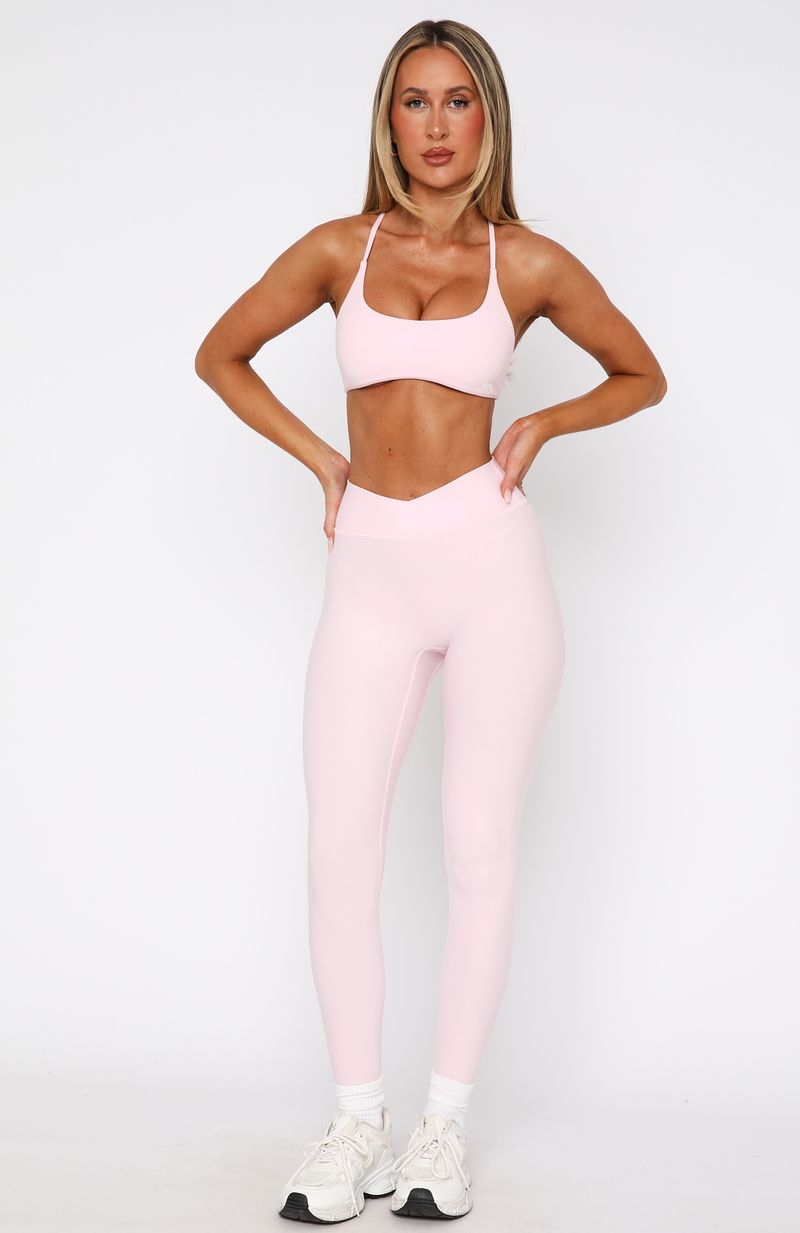 White Fox Active High Waisted Cross Front Leggings - Ballet Pink