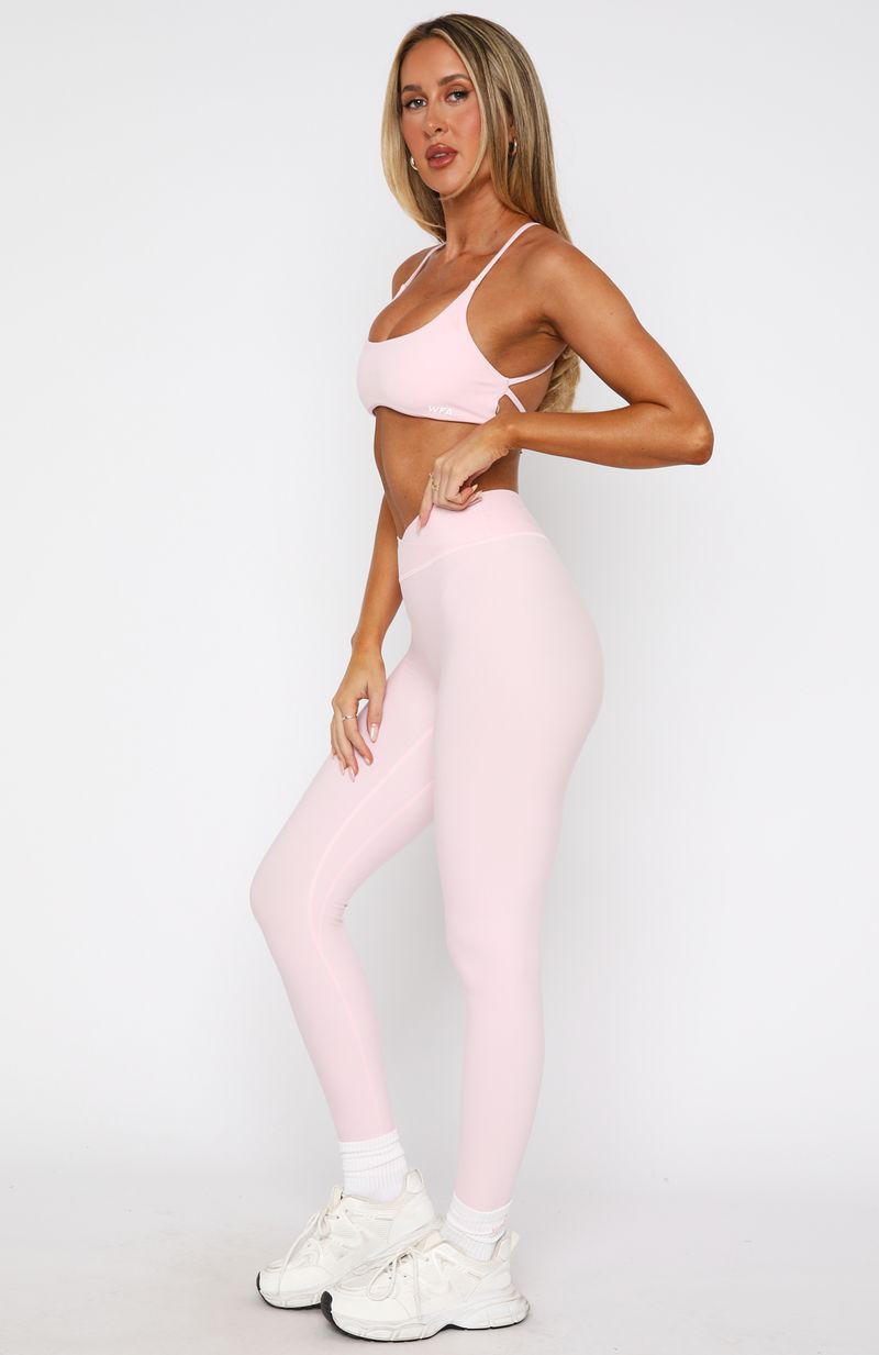 White Fox Active High Waisted Cross Front Leggings - Ballet Pink