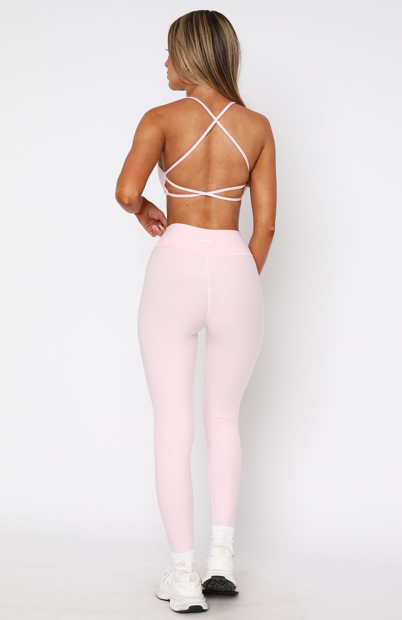 White Fox Active High Waisted Cross Front Leggings - Ballet Pink