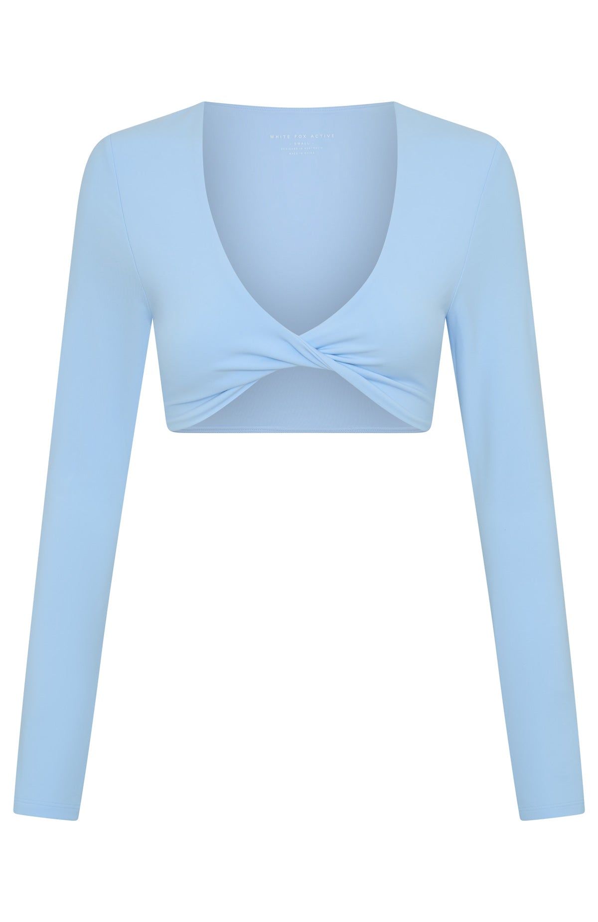 White Fox Active Over The Line Long Sleeve Crop Top - Baby Blue