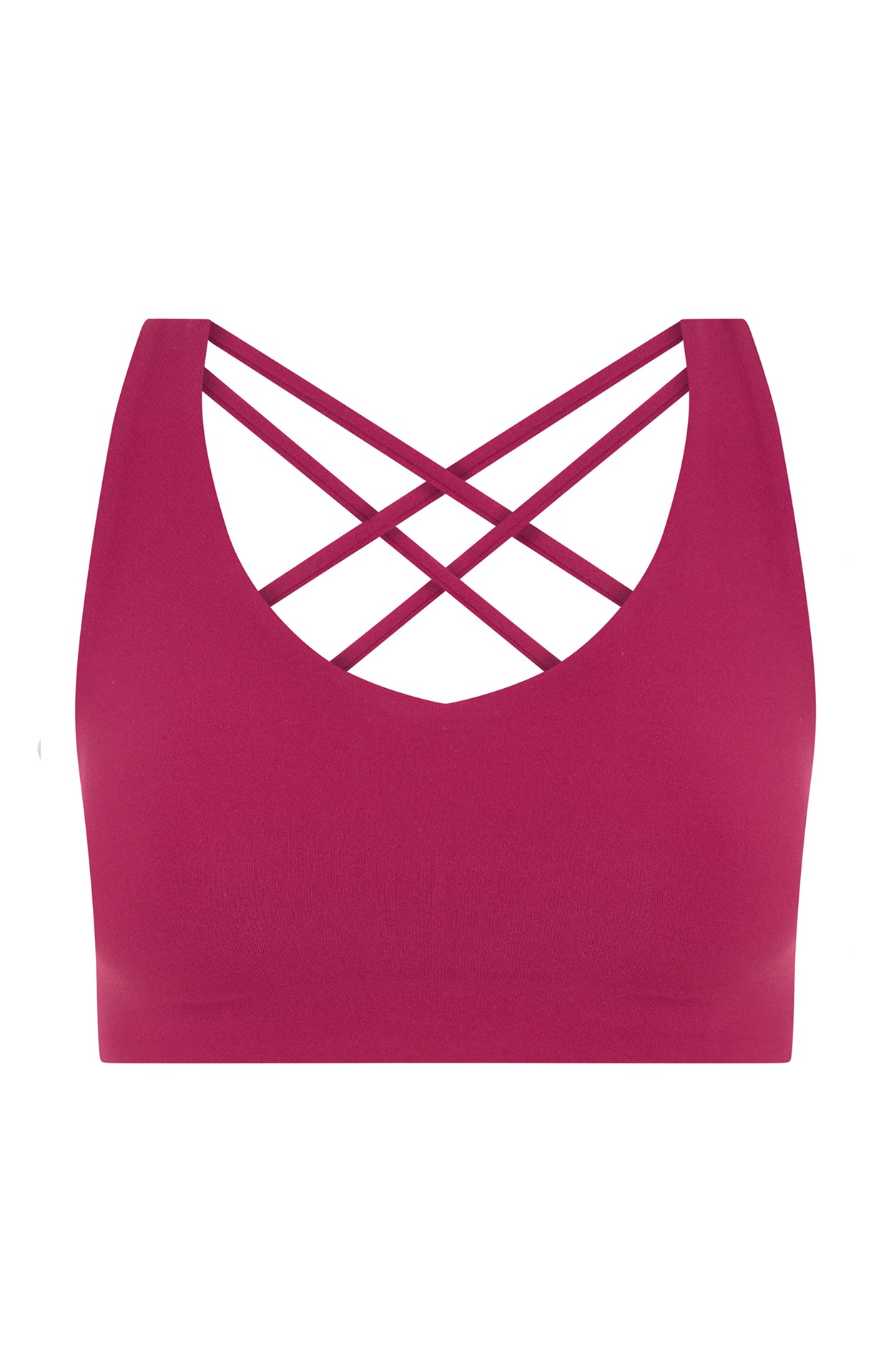 White Fox Stamina High Support Sports Bra - Berry Plunge Neckline