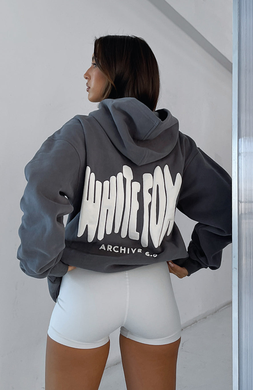 Archive 6.0 Oversized Hoodie - Ash Fleece Pullover with Puff Print