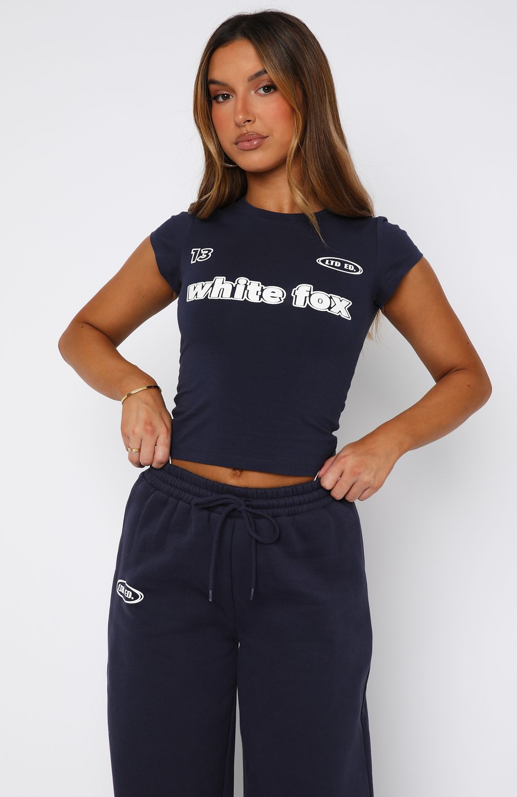 Navy Baby Tee with Fox Print - Ready To Go Cotton Top