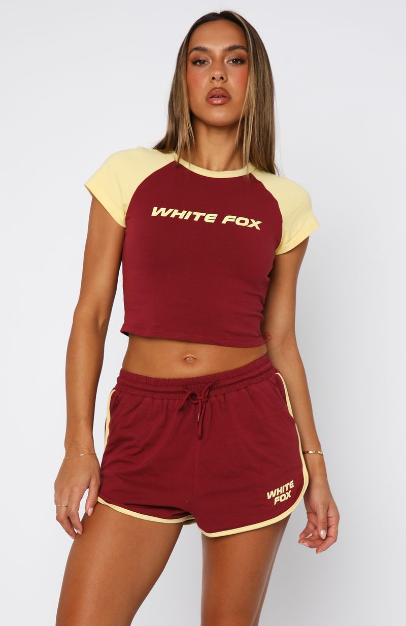 Burgundy No Reason Cropped Baby Tee - Soft Stretch Cotton