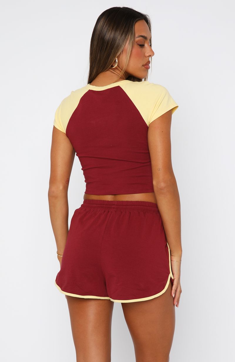 Burgundy No Reason Cropped Baby Tee - Soft Stretch Cotton
