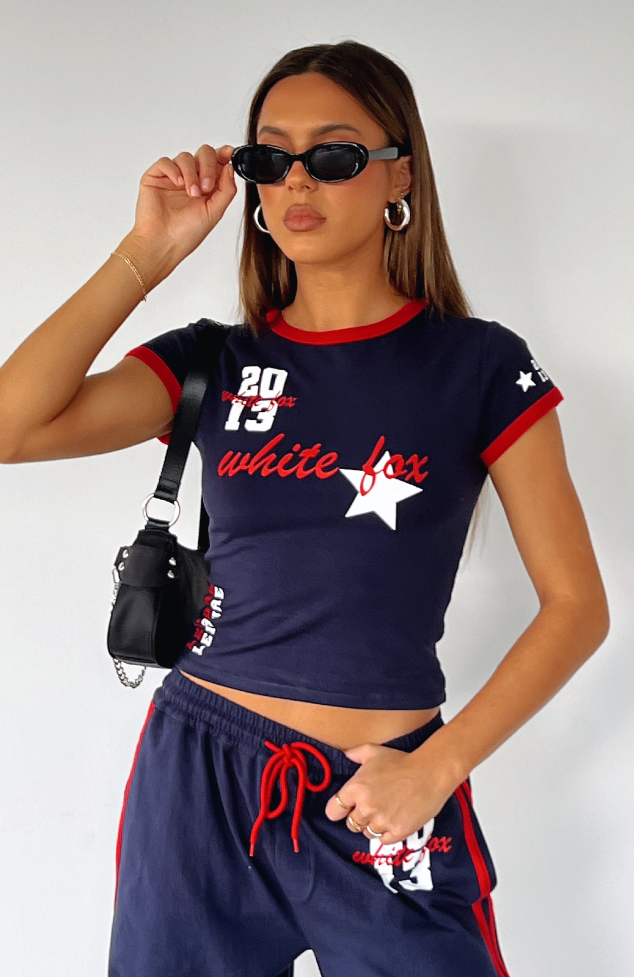 All Star Season Navy Cropped Baby Tee - Soft Stretch Cotton