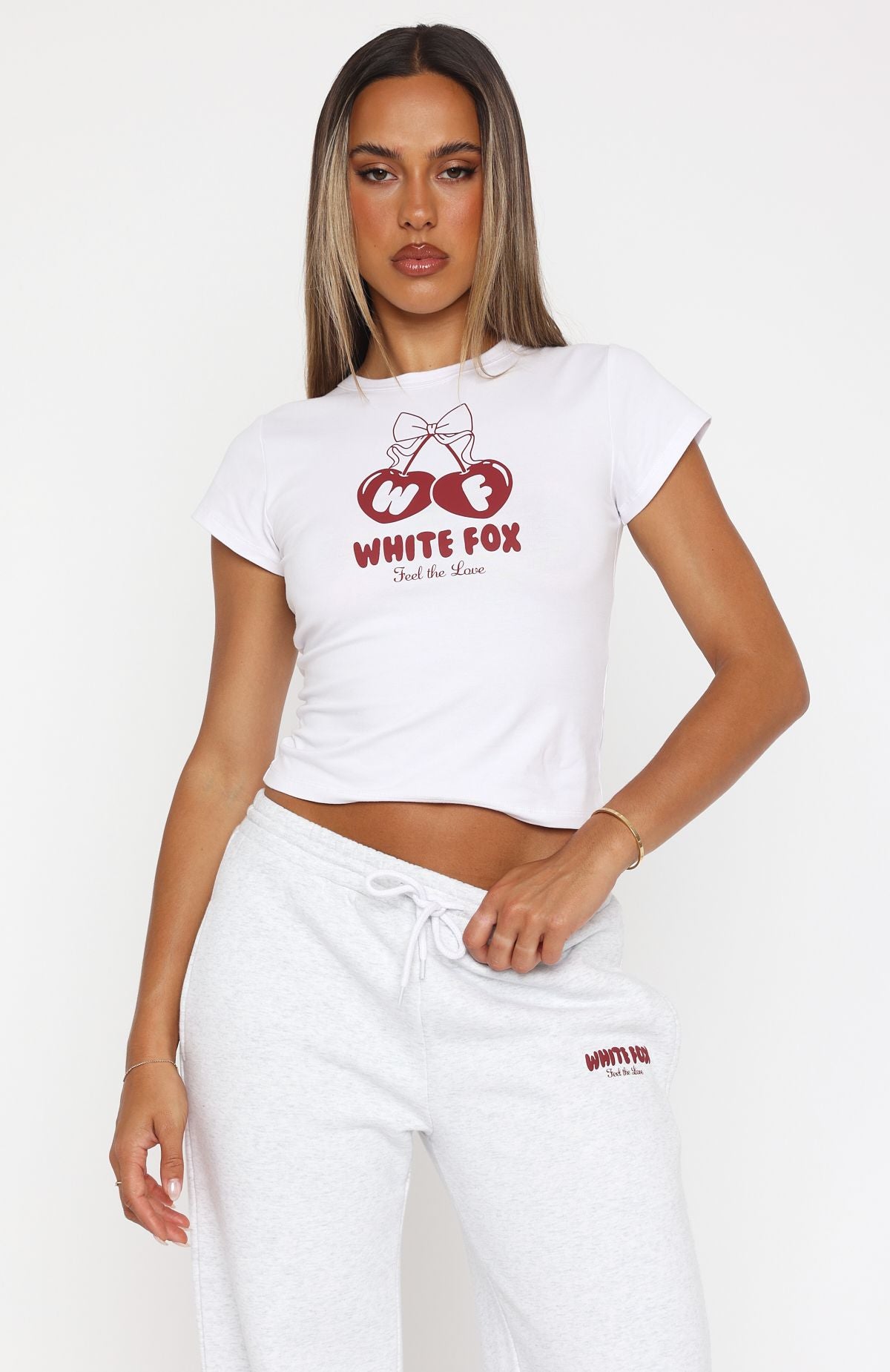 Feel The Love White Scoop Neck Baby Tee - Soft & Stylish