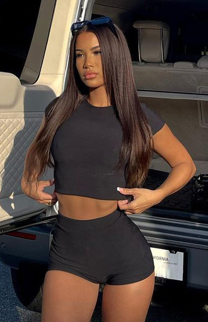 Black Ribbed Baby Tee - Take Me There Stretch Scoop Neck Top