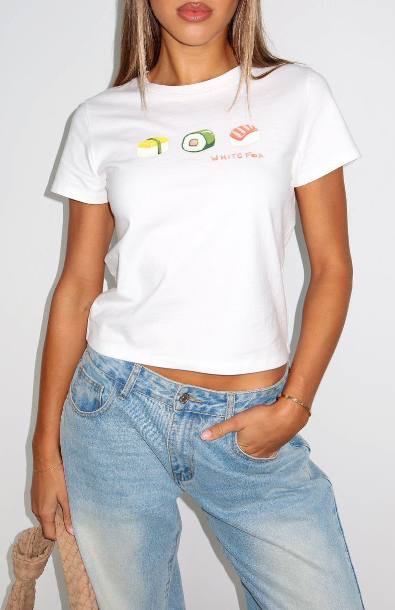 Relaxed Fit Cropped Baby Tee - White Cotton T-Shirt