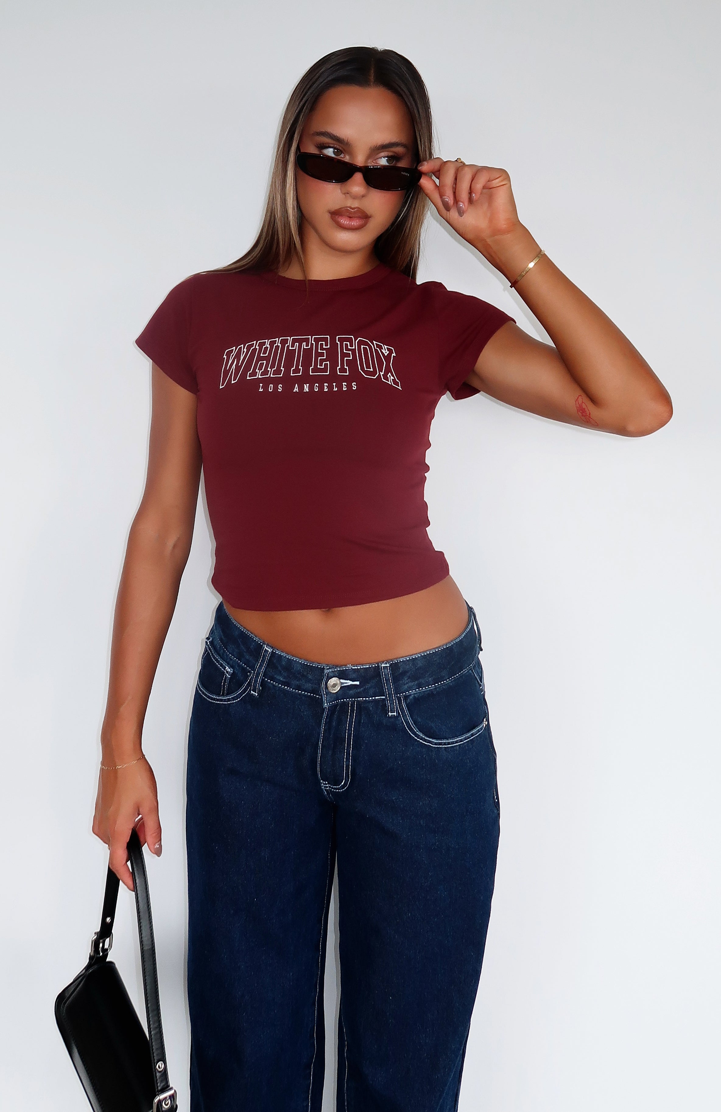 Burgundy Let's Get Started Baby Tee - Soft Cotton Spandex Blend