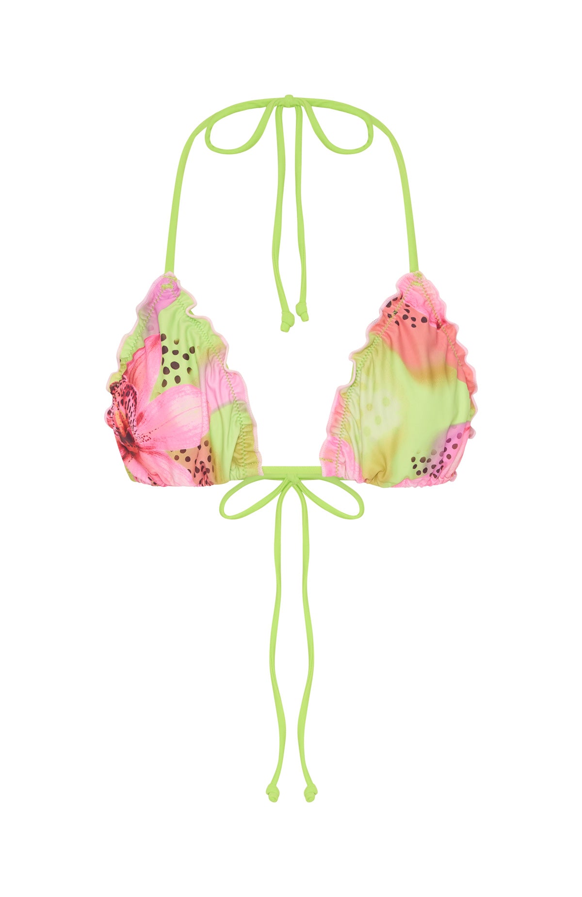 White Fox Swim Kiss The Sun Bikini Top - Lime Tropics Triangle Halter