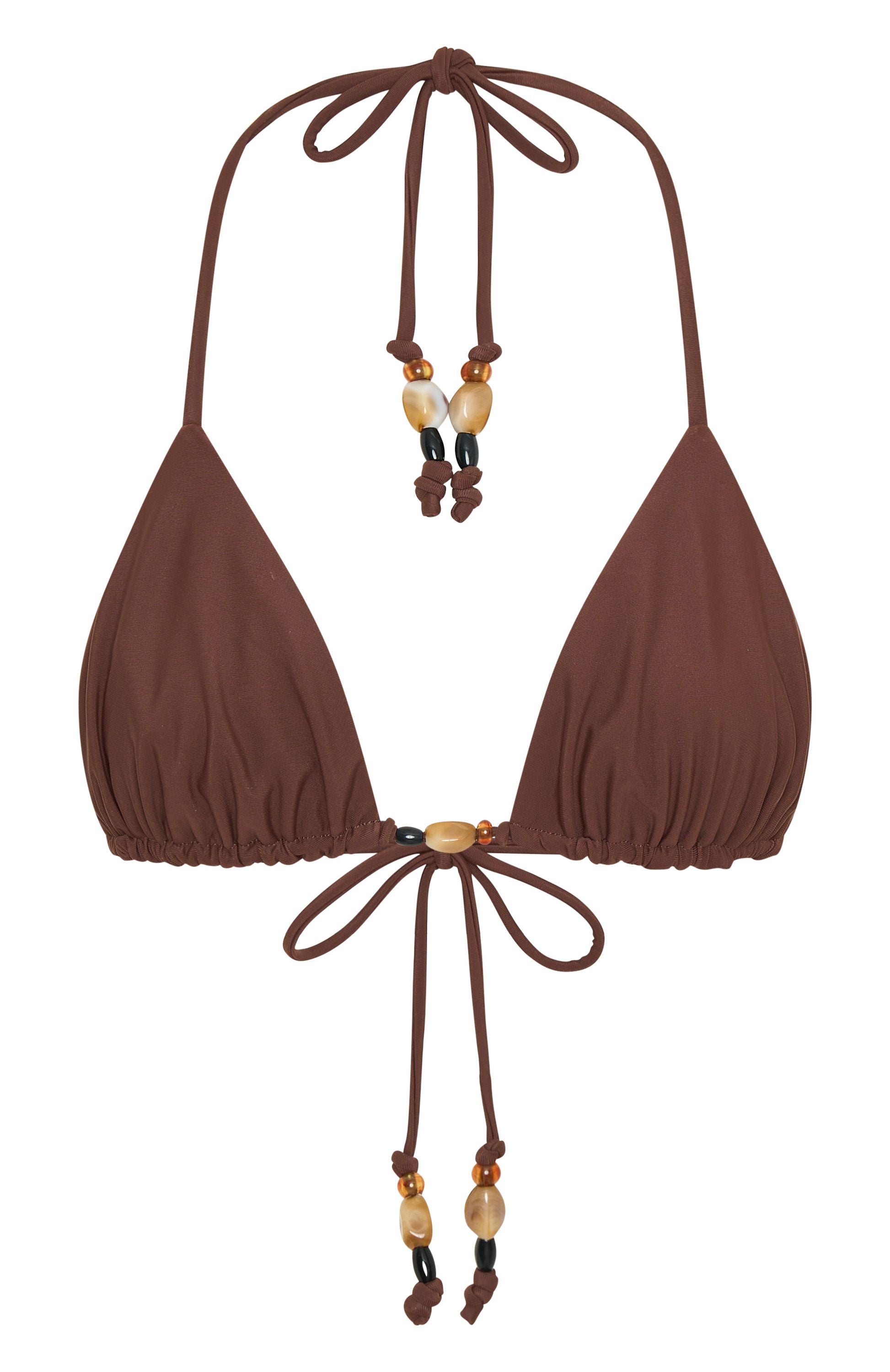 White Fox Swim Summer Anthem Adjustable Bikini Top - Chocolate