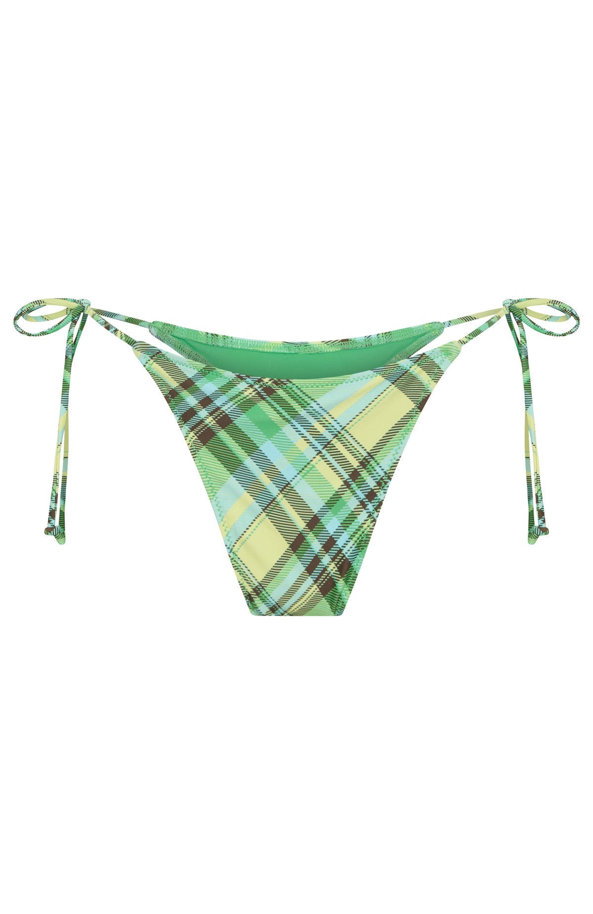 White Fox Swim Tidal Wave Cheeky Bikini Bottoms Citrus Check