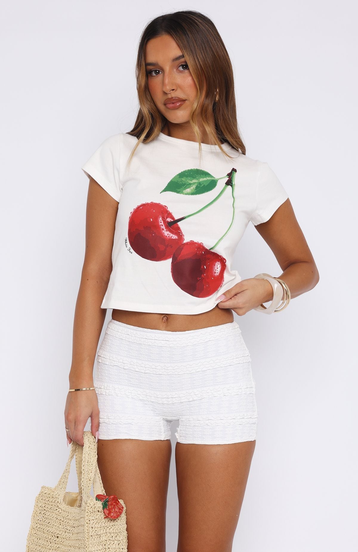 Honeymoon Lace Shorts White - Low Rise Booty Shorts with Ruffle Design