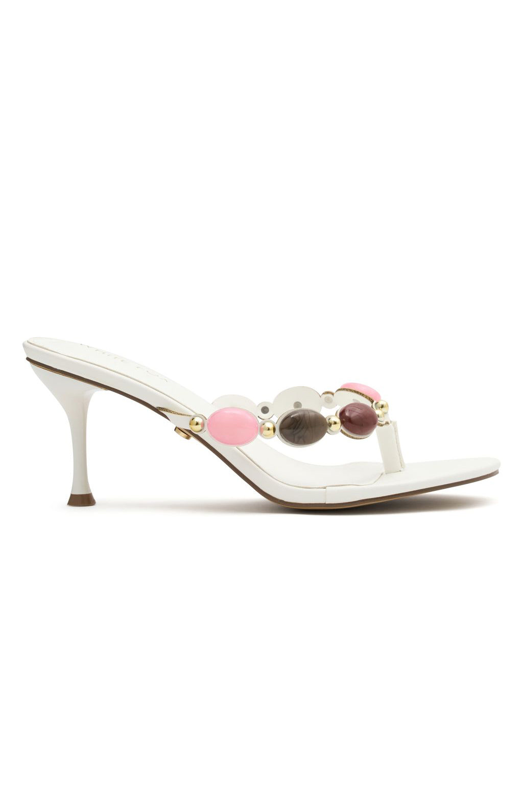 Nina White Beaded Mules with Kitten Heel | Summer Shoes