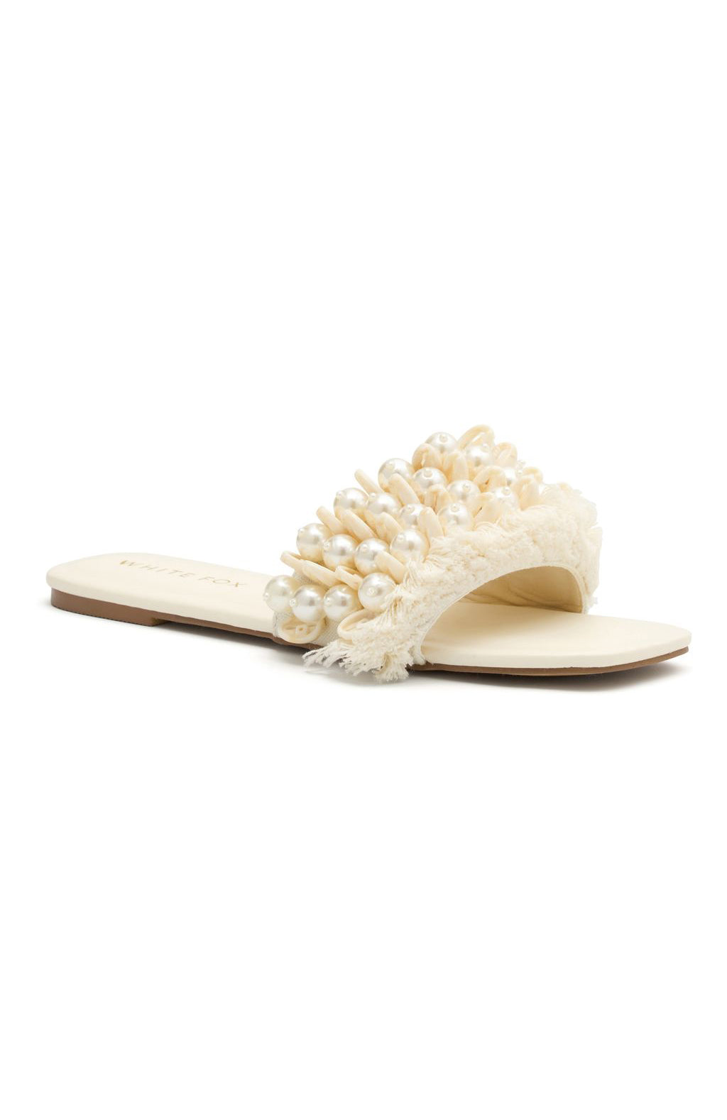 Valentina Cream Pearl Shell Sandals for Women