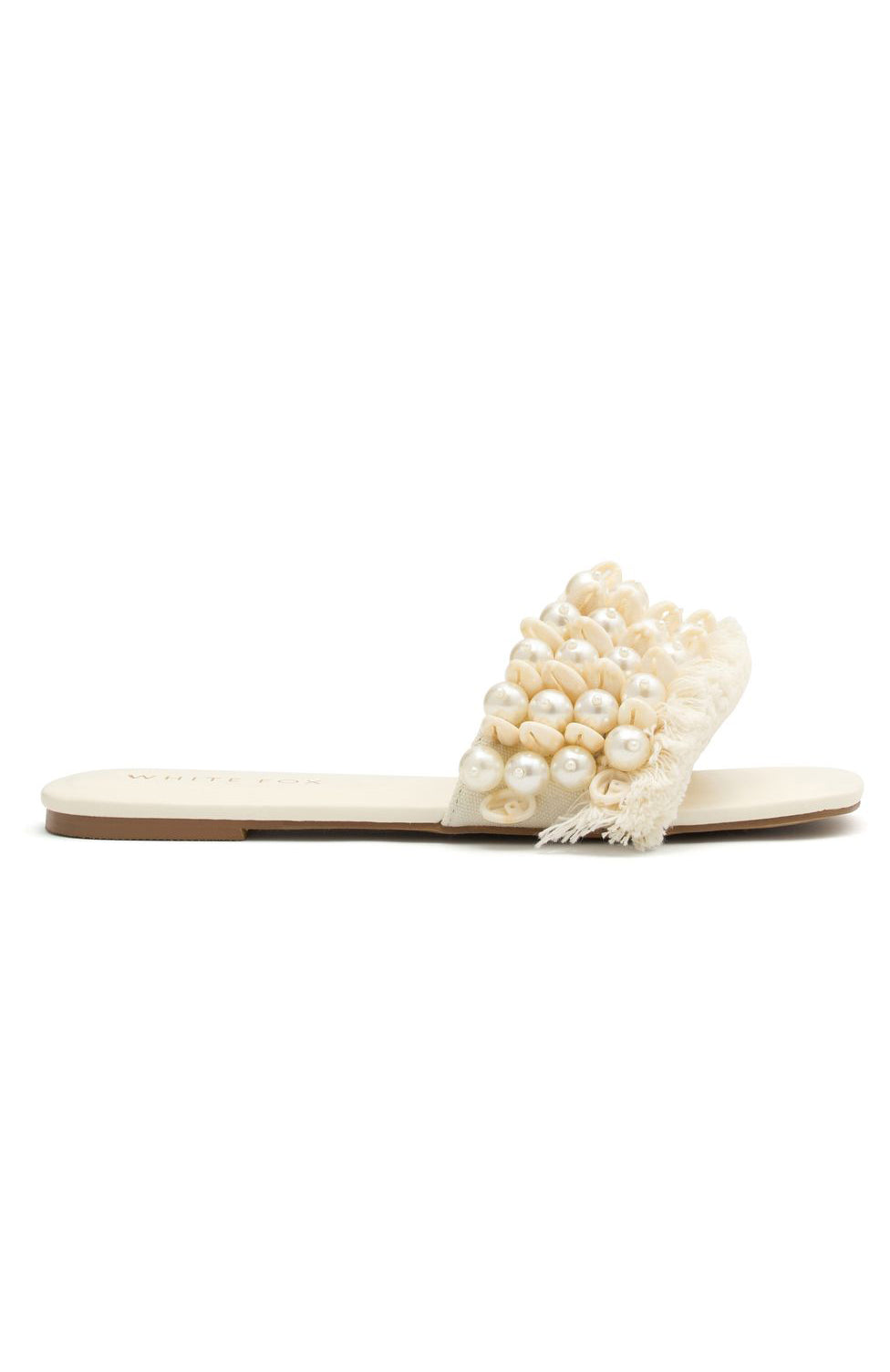 Valentina Cream Pearl Shell Sandals for Women