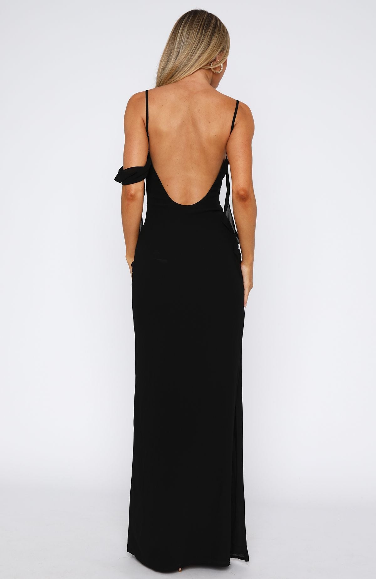 Black Backless Maxi Dress with Cowl Neck - Love Blossoms