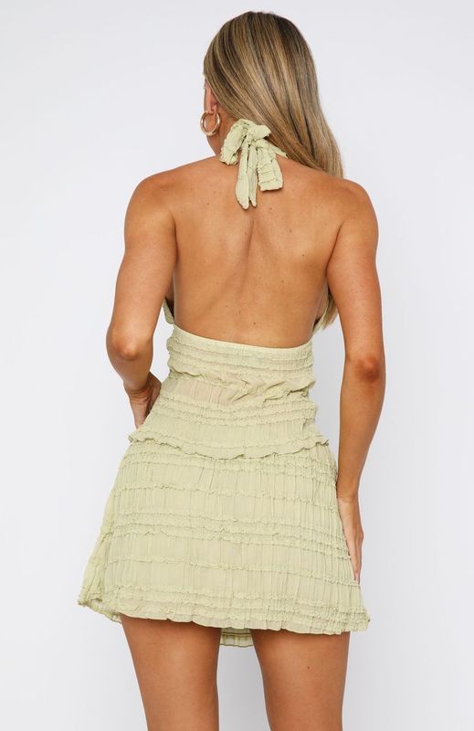 Matcha Halter Neck Top with Backless Design & Front Tie