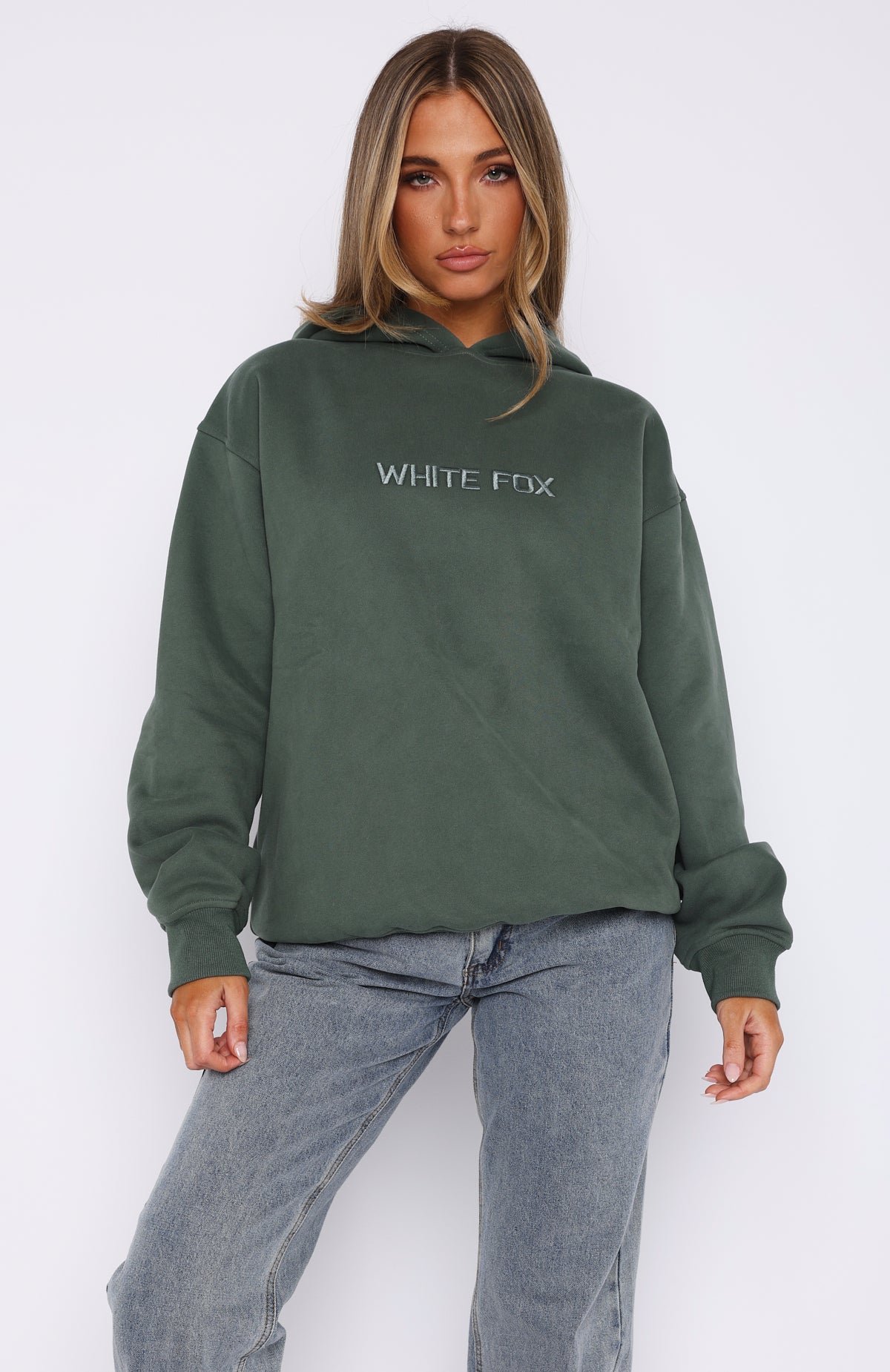 Stay Lifted Oversized Hoodie - Dark Green Fleece Comfort Fit
