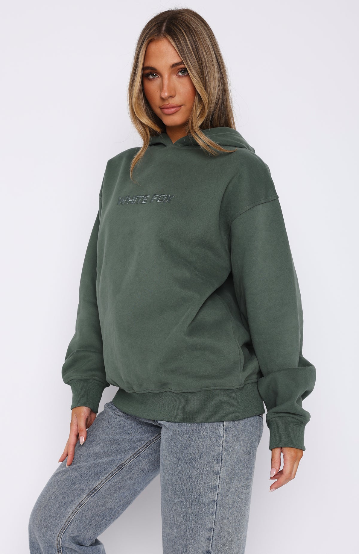Stay Lifted Oversized Hoodie - Dark Green Fleece Comfort Fit