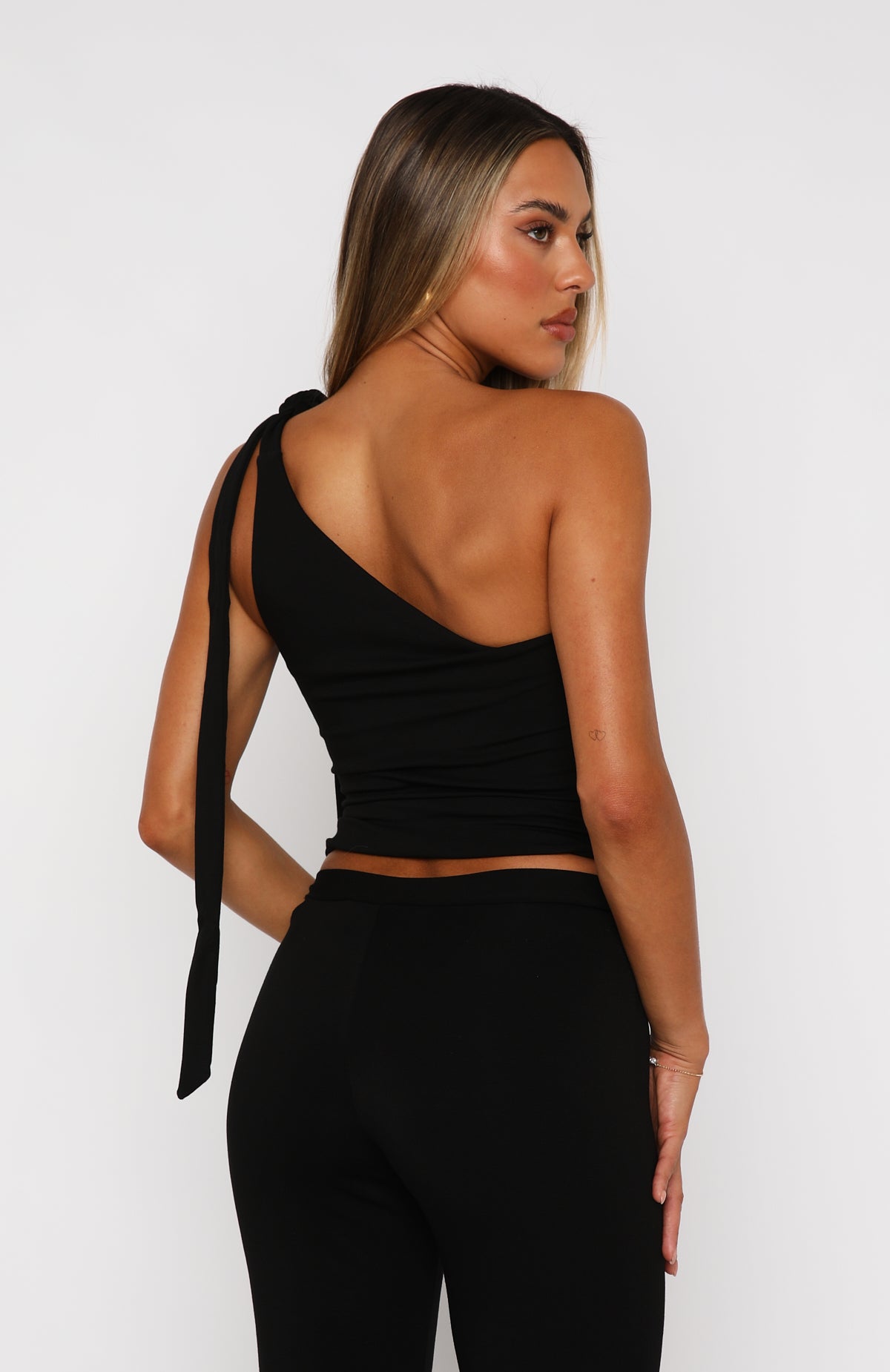Reckless Romance Black One Shoulder Cropped Top