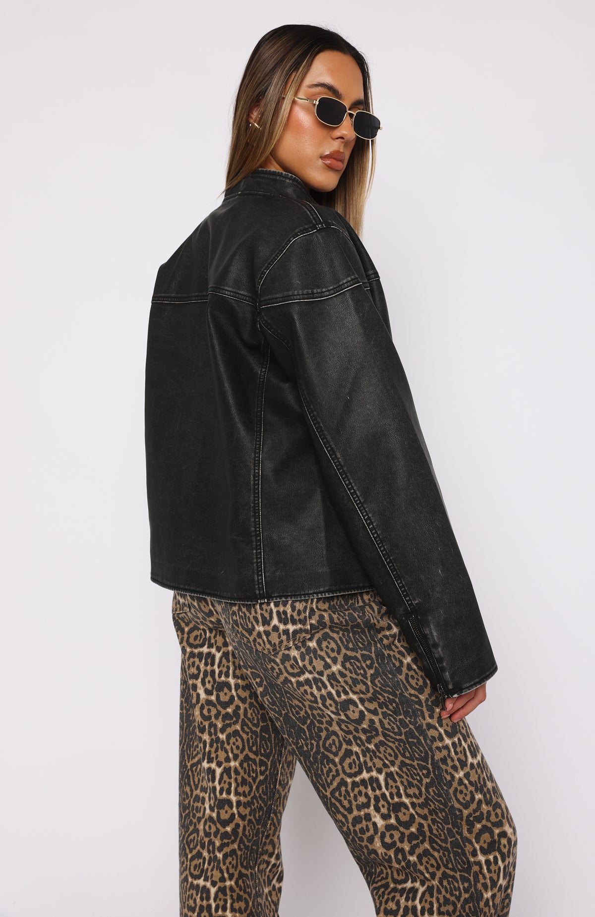 Dazed Faux Leather Jacket Black | PU Biker Style Zip-Up