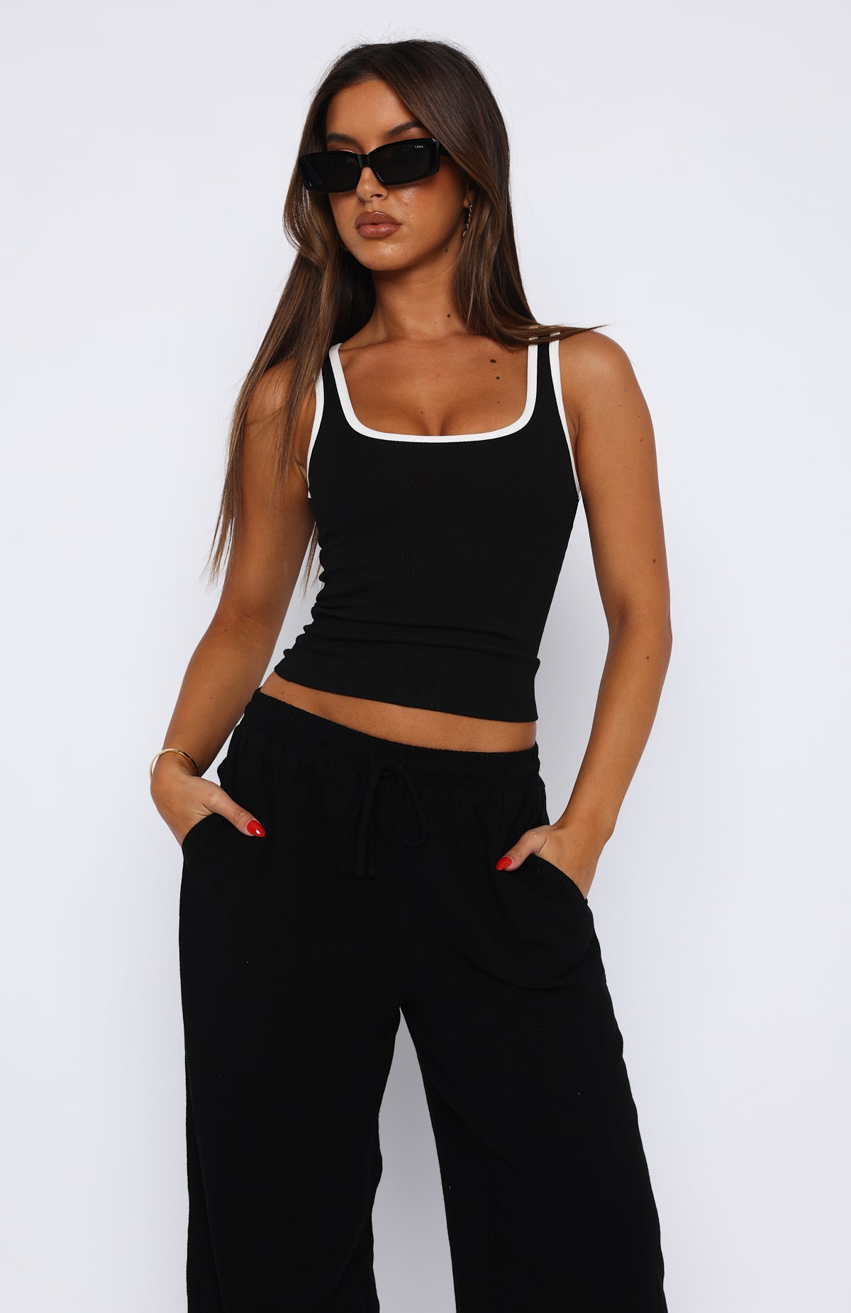 Ribbed Tank Top for Women - Let Me Adore You Black & White