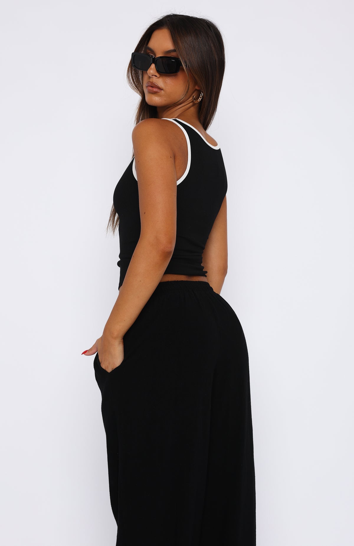 Ribbed Tank Top for Women - Let Me Adore You Black & White