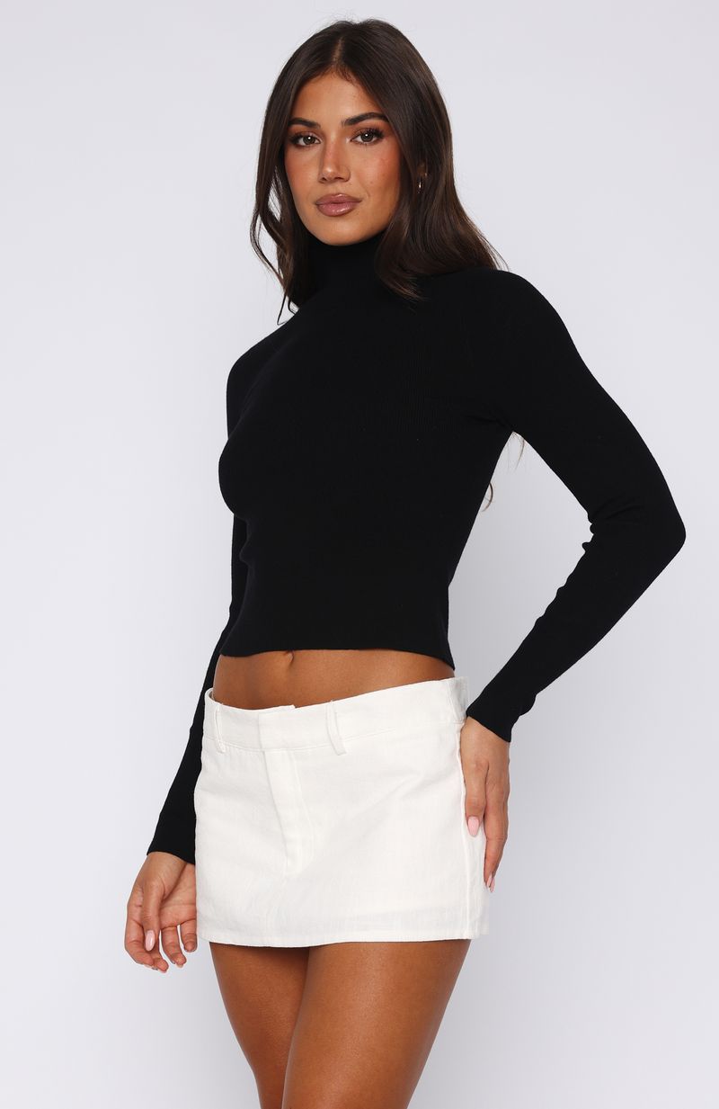 Black Turtle Neck Long Sleeve Top - Stretch Fit Winter Essential