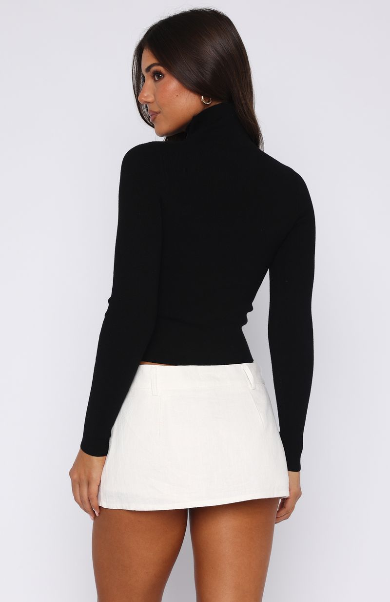 Black Turtle Neck Long Sleeve Top - Stretch Fit Winter Essential