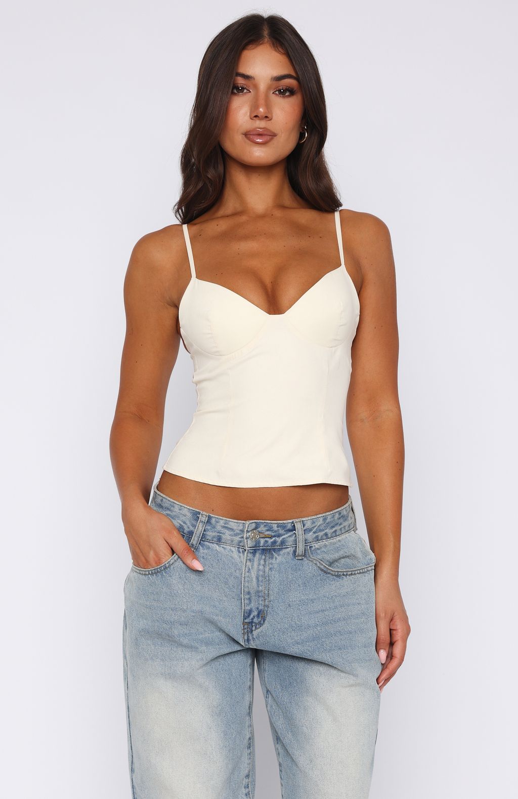 Have A Nice Day Off White Spaghetti Strap Top