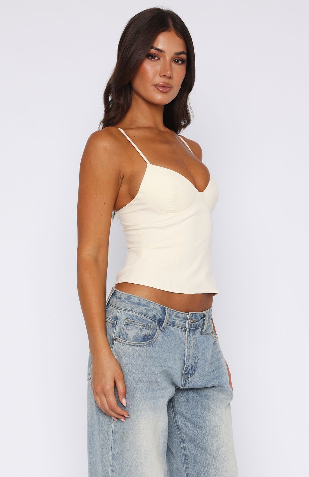 Have A Nice Day Off White Spaghetti Strap Top