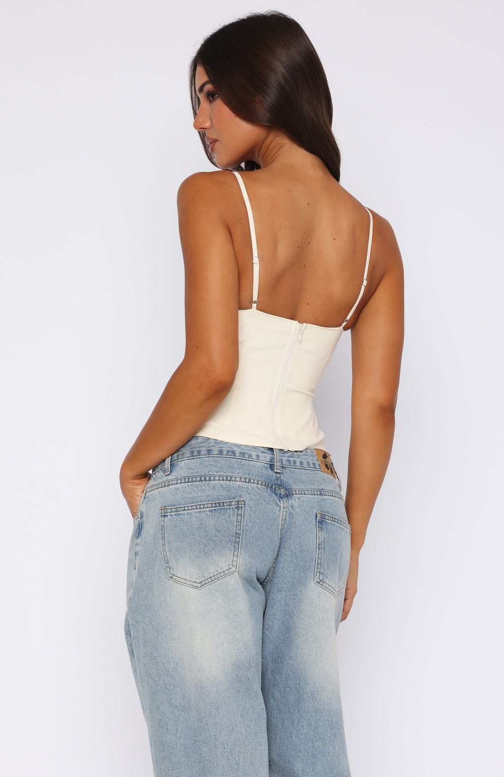 Have A Nice Day Off White Spaghetti Strap Top