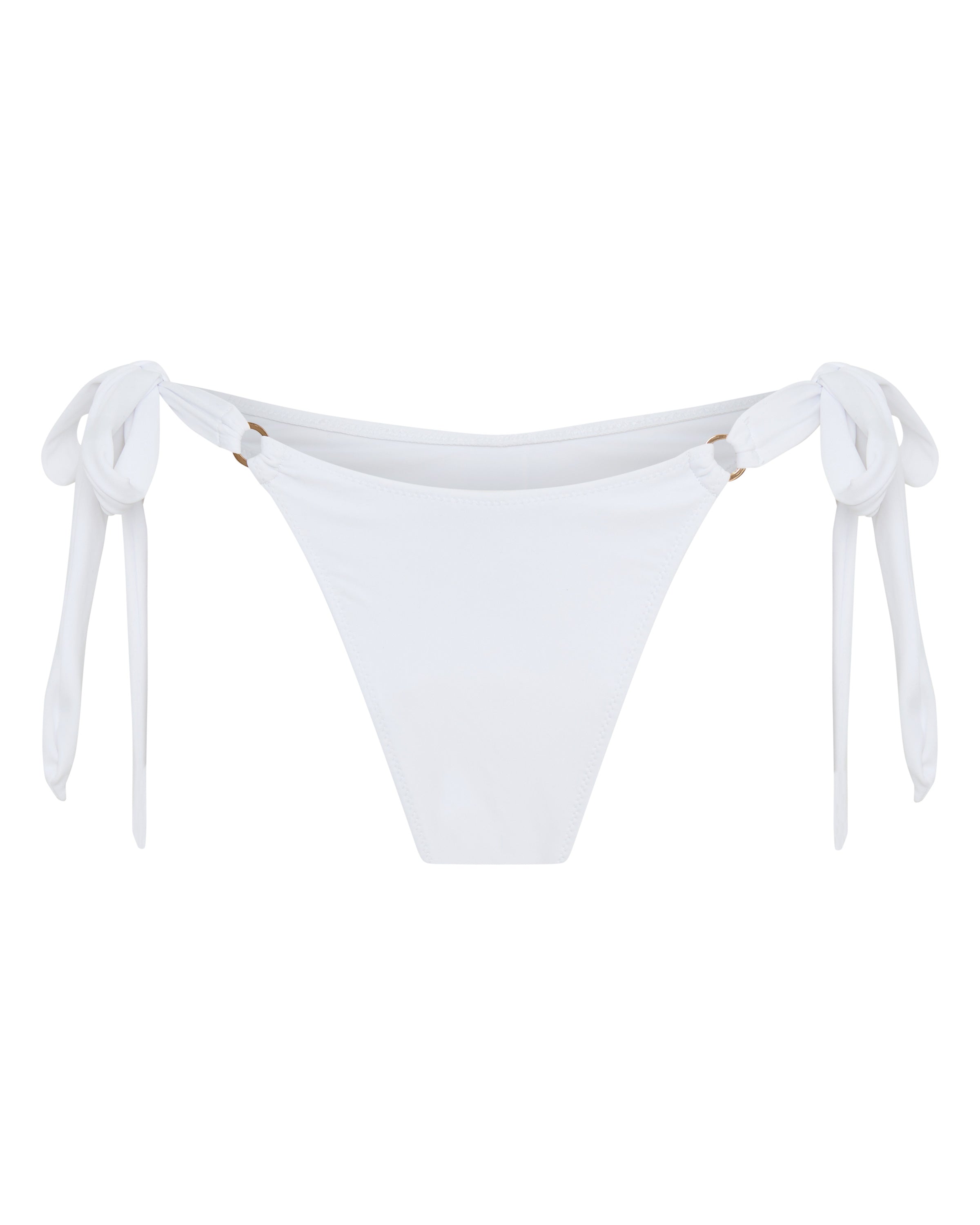White Fox Swim Algarve Thong Bikini Bottoms - High Hip, Lined, White