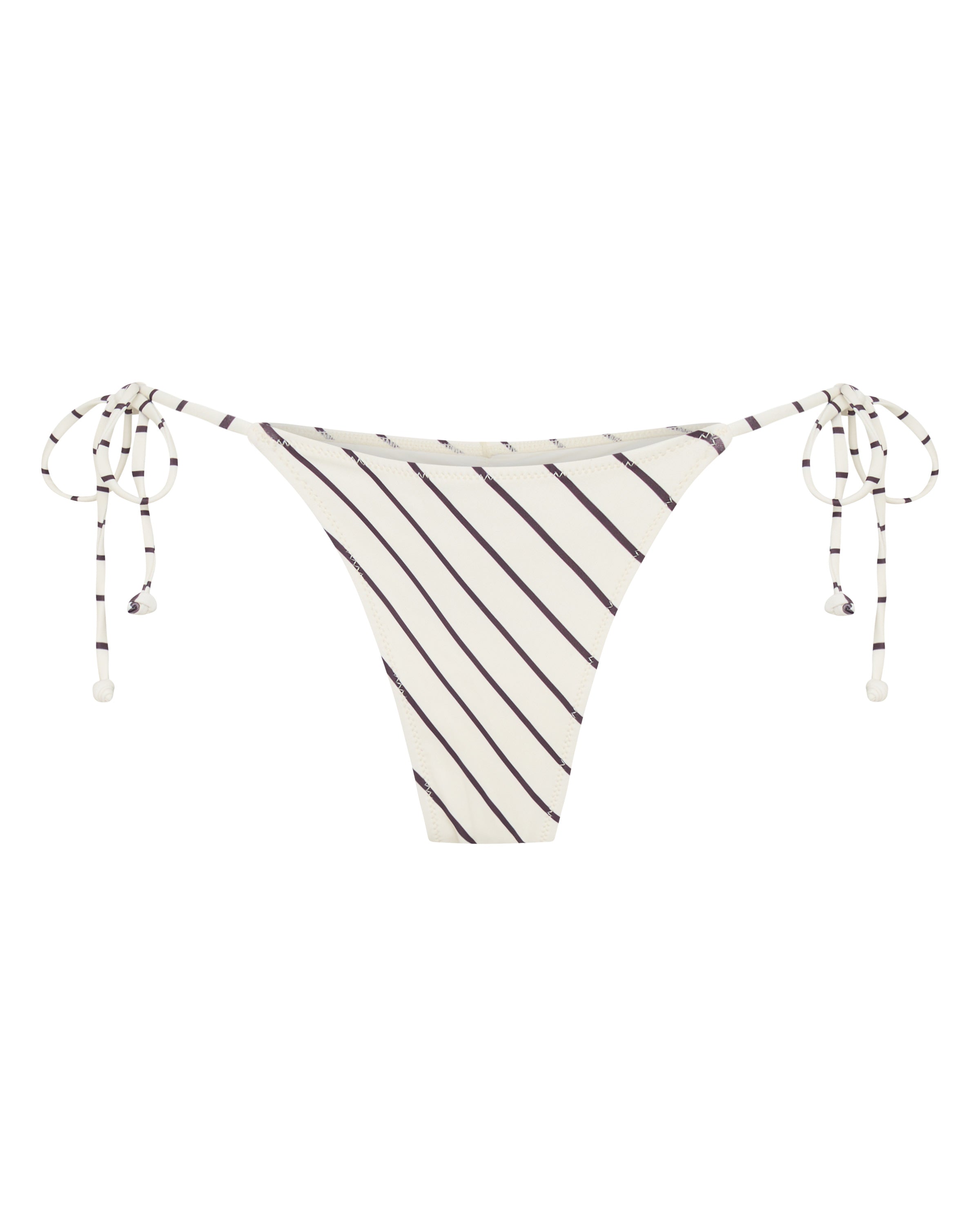 White Fox Swim Cabo Cheeky Bikini Bottoms - Cream/Choc Stripe
