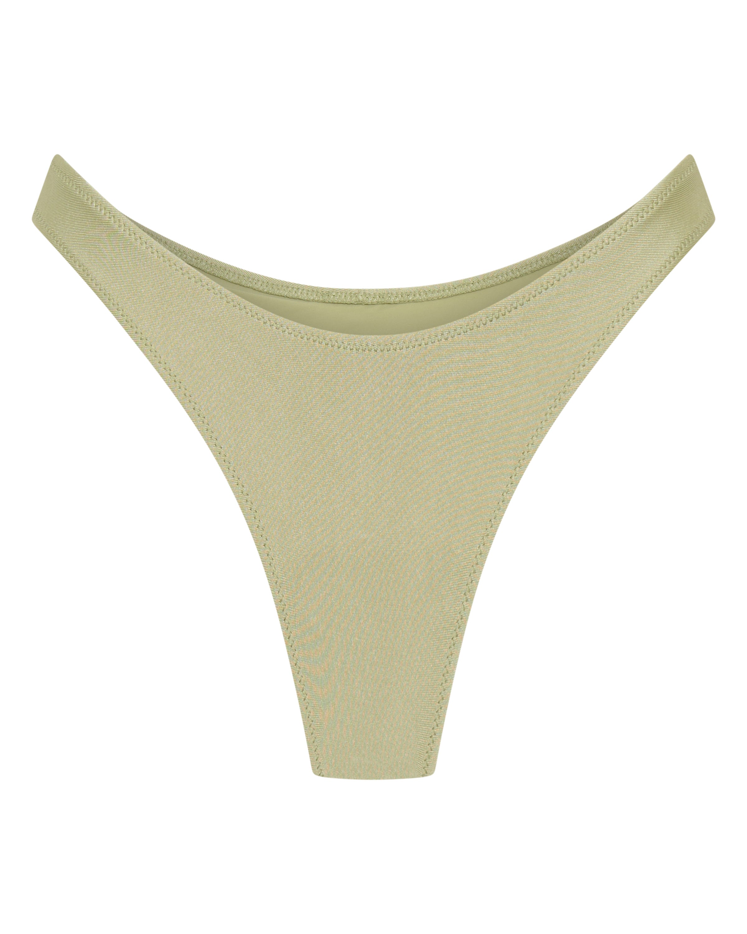 White Fox Swim Shore Line Olive Cheeky Bikini Bottoms