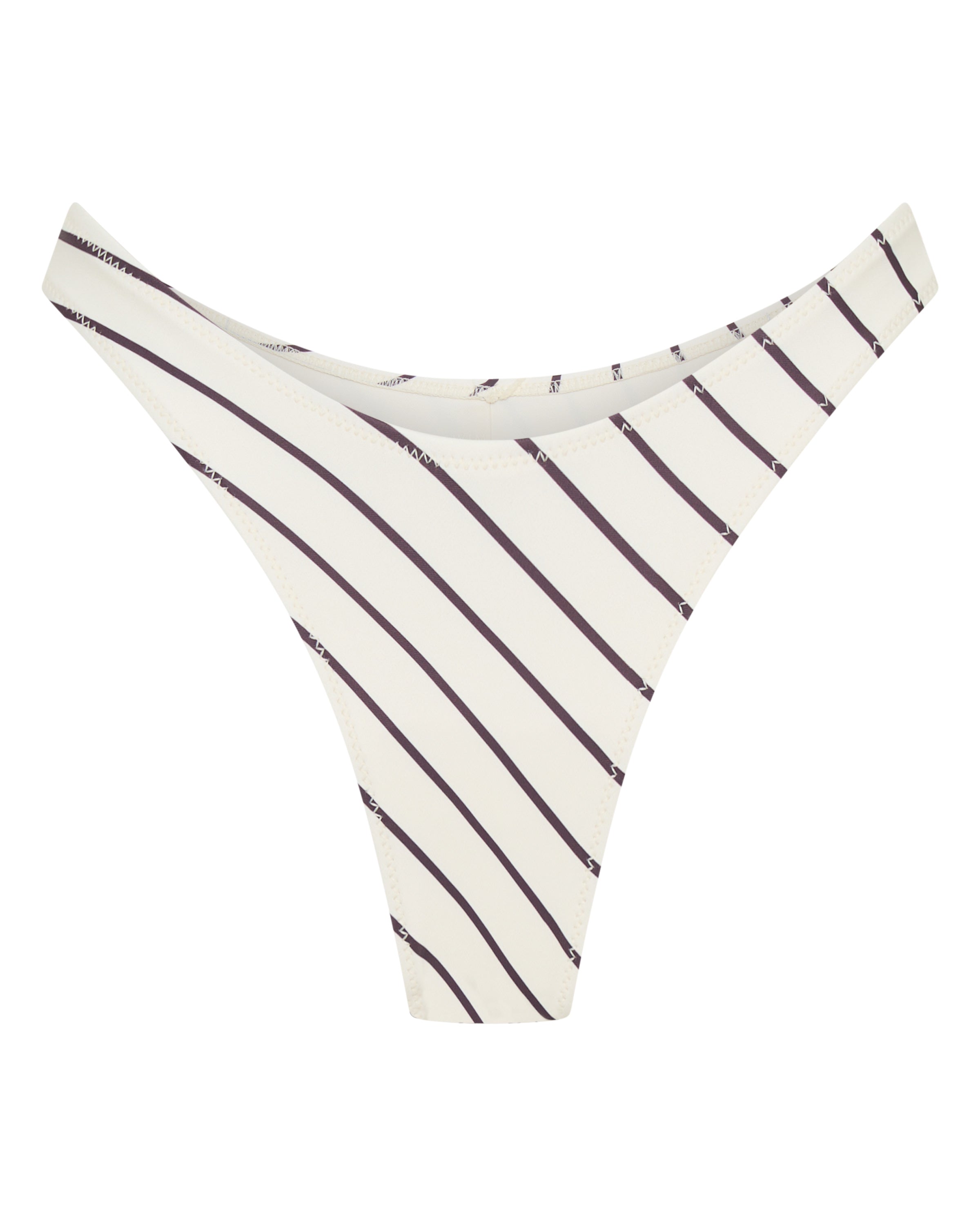 White Fox Swim Belmont Cheeky Bikini Bottoms - Cream/Choc Stripe